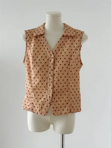 Tanques femininos American Retro Retro Polka Dot Vest off Ombro Sleevess Primavera Summer Mulheres Vintage Tanques laranja tops y2k chic top