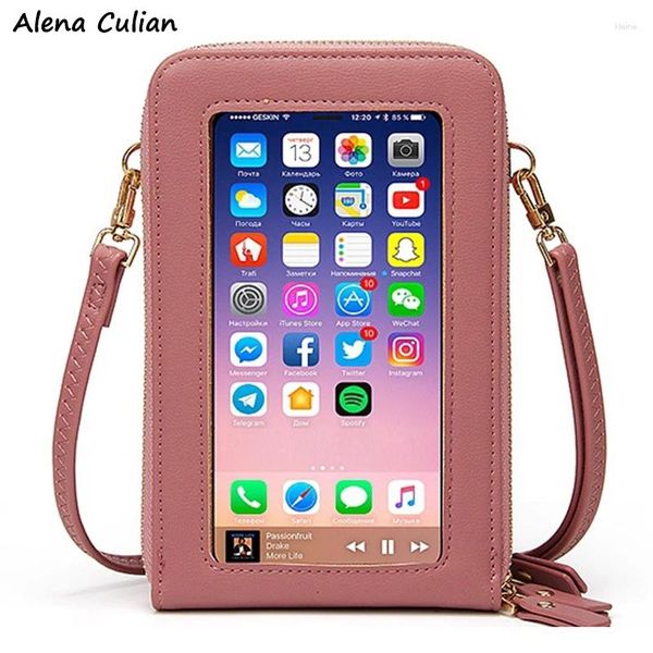 Tasche große Kapazität Mini -Größe Leder Messenger für Frauen mit transparenten Telefontasche Cool Travel Card Holding -Umhängetaschen