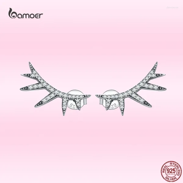 Orecchini per borchie BAMOER GENUINE S925 Sterling Silver Eyash Fashion Zircone OREAGGIO PER DONNE FATTO GIORNO DI GIOITÀ FINE GIOIELLI