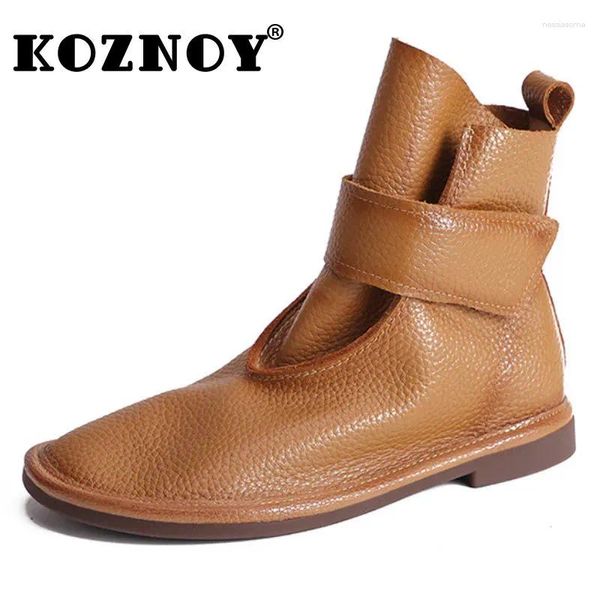 Botas koznoy 2 cm de vaca natural genuína mocassins mocassins primavera e outono feminino macio mocassins fêmeas confortáveis fêmeas