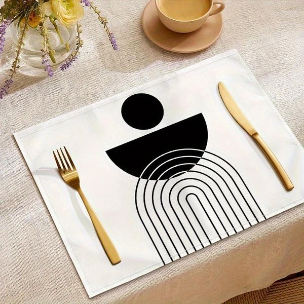 Tischmatten 2pcs placemat Geometrische Hitze isolierte abstrakte Kunst bedruckte Leinen Stoff SCAMTEMAT HIERKEITER