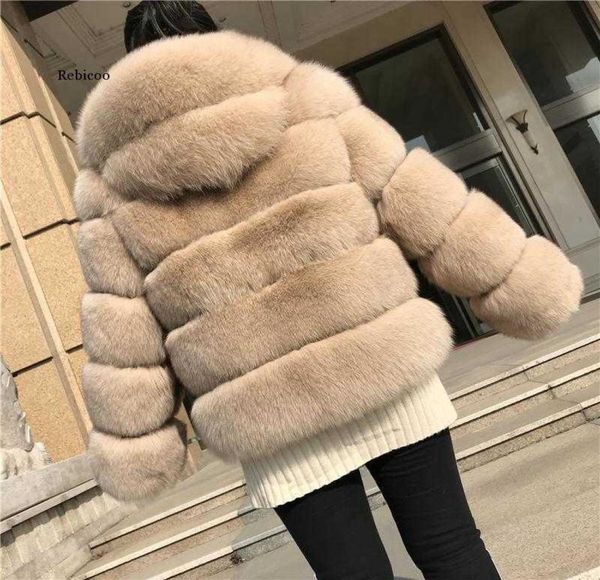 Follo di pelliccia Fox Women Fashion Fanfy Fuffy Furce Furce Giacca con cappuccio con cappuccio con cappuccio uomo genuino cappotto con cappuccio femmina Y0906432373