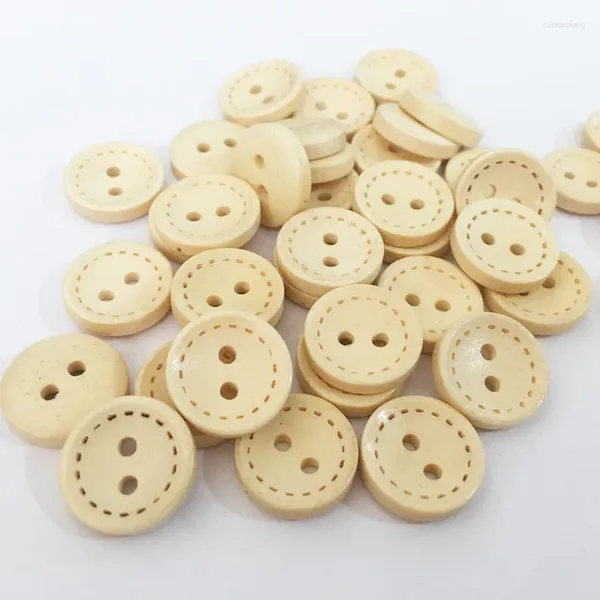 Figurine decorative 100pcs/Lotto Pulsanti in legno Naturale 2 fori rotondi abbellimenti di cucitura abbellimento artigianato boutons artigianato ms 010