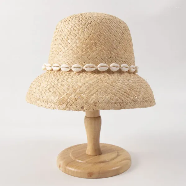 Chapéus de aba larga Chapéu de palha fino de casca de verão Praia feminina Mulheres Sun Packable Bucket Outdoor Garden Travel Fisherman