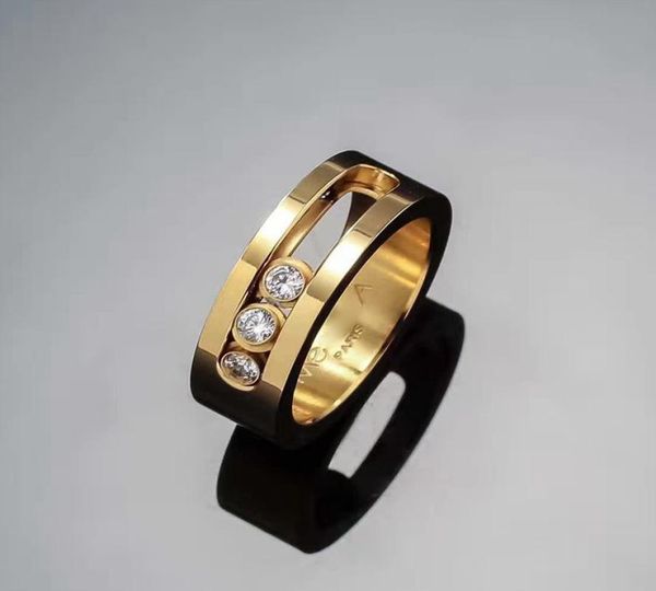 Jóias de moda direta da fábrica Europeias Três diamantes anel deslizante Casal de três diamantes anel de diamante e diamante feminino anel deslizante7320725