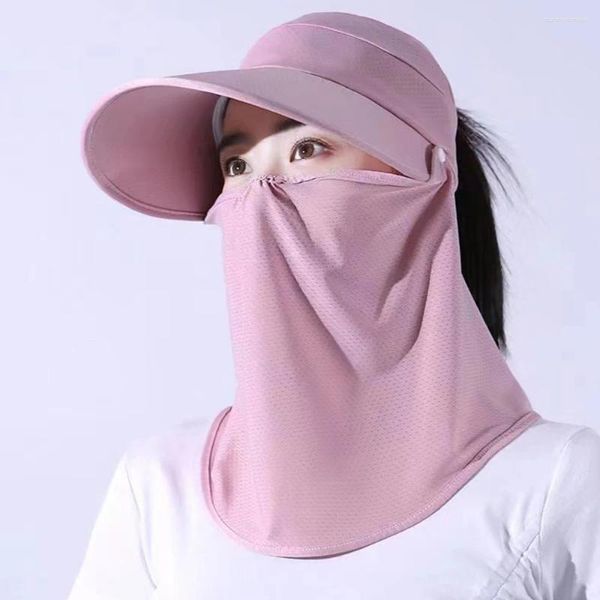 Chapéus largos da borda Versão coreana Anti-UV Sun Hat for Women Sol-Lastren Máscara Face Máscara Cobertão Proteção de verão feminino