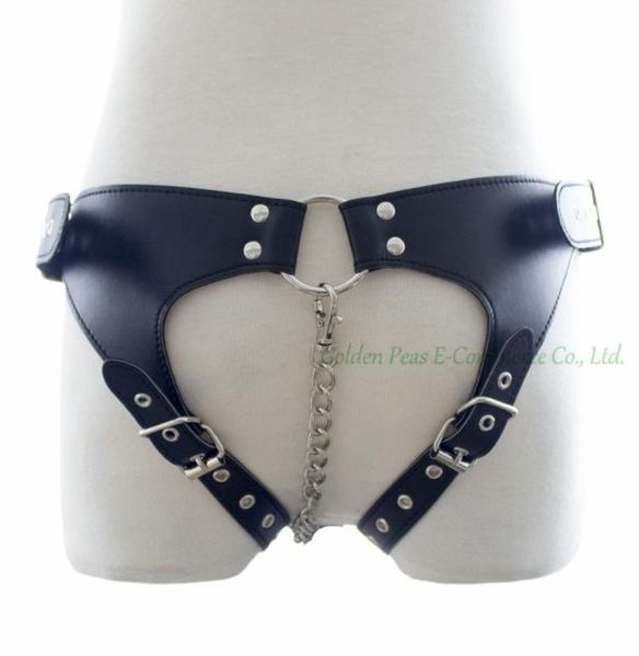 Calcinha de couro calcinha de calcinha de calcinha Fe Belt com cadeia de aço para mulheres eróticas de brinquedos sexuais Jogos de escravos fetiche fantasia q05114565676