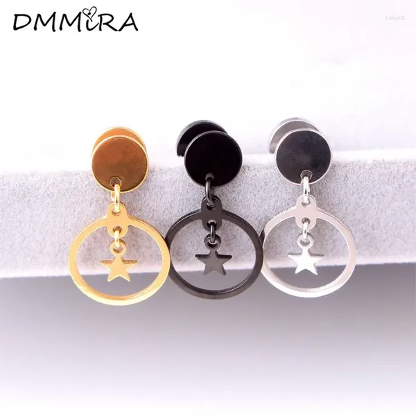 Dangle Ohrringe Mode Frauen Farbe goldene schwarze Sterne Edelstahl Dumbbell Hollow Drop Brincos Schmuck Schmuck