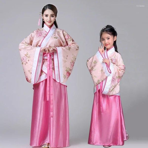 Stage Wear Hanfu Children 2024 Costume cinese Kids Flower Girl Dresses Women Traditonal Dance Abito da fata per adulti