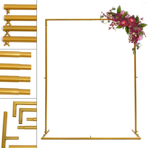 Decorazione per feste Wedding Arch Metal Backdrop Stand Balloon Flower for Garden Gold