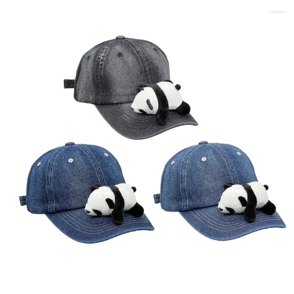 Caps de bola meninos meninos lavados beisebol casual panda respirável decors jean chapéu
