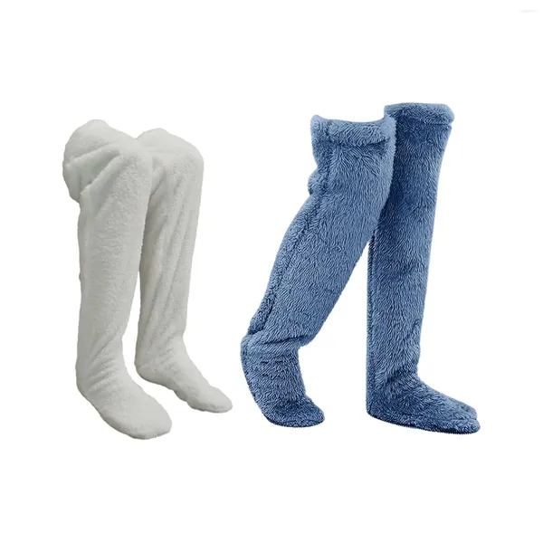 Frauen Socken Oberschenkel hoher Fleece Protektor Knie lange Kofferraumstrümpfe Plüsch für Männer Wohnzimmerwohnheim