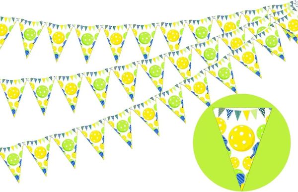 Decorazione per feste pickleball stendardi stendardi divertenti sottaceto a tema triangolo ghirlande bandiere forniture sportive per compleanno baby shower