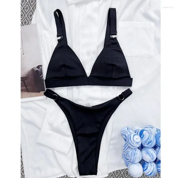 Kadın Mayo Seksi Brezilyalı Bikini Mayolar Üçgen Bikinis Bölünmüş Mayo Takım Mayo Plajı Katı Yüksek Kesim