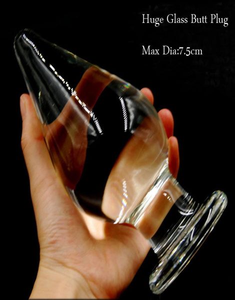 Big Anal Plug Times Dimensioni 16CM75CM Super grande tappo in vetro trasparente Trand Dildo anale Dildo Enormi giocattoli sessuali anali per donne Y181107516605