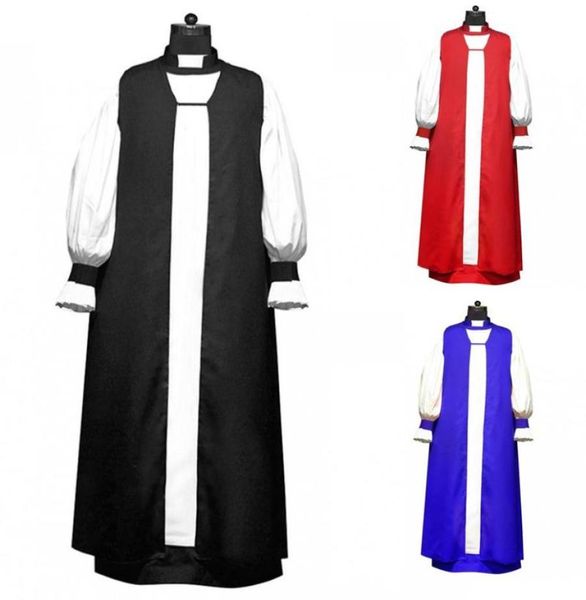 Ethnische Kleidung Männer039s Chimere und Rochet Set Church Kostüm Langarm Slim Cleric Tunika Cassocks Stand Collar Tradit5481953