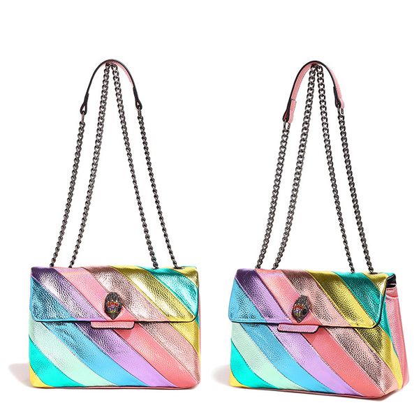 Kurt Geiger Feminino Bolsa de Recreação de retalhos da mulher Mulher Sacos de ombro de ombro Designers Bandeira feminina Rainbow Eagle Head Cross Body Body