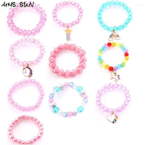 Strand MHS.sun Elastico perle acriliche Bracciale ciondoli Pendants Girl Braccialetti Colorful Fashion perline per bambini 10 %