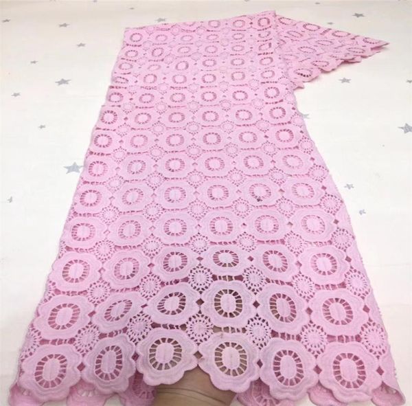 Baby Pink 100 Cotton Materials Materiais Africanos Cordeiros Tecido Swiss Guipure Lace Vestidos de noiva para Women5353128