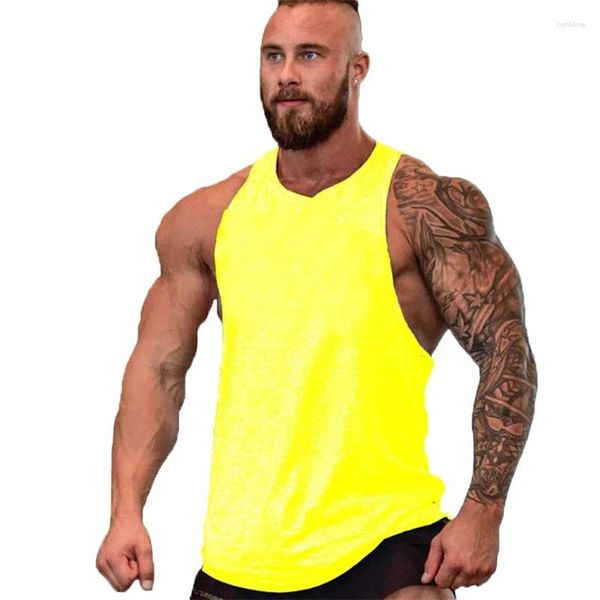 Tampo masculino Brand Brand Gyms Clothing Men Men Bodybuilding and Fitness Stringer Top Sport Sports Use sub -camisetas Muscle Workout Singlets Gym Shirt