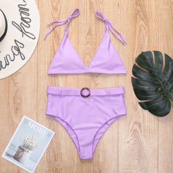 Set di bikini da bagno femminile set sexy a v al collo regolabile cinturini triangolare bikini abito da bagno taglio alto 2 pezzi