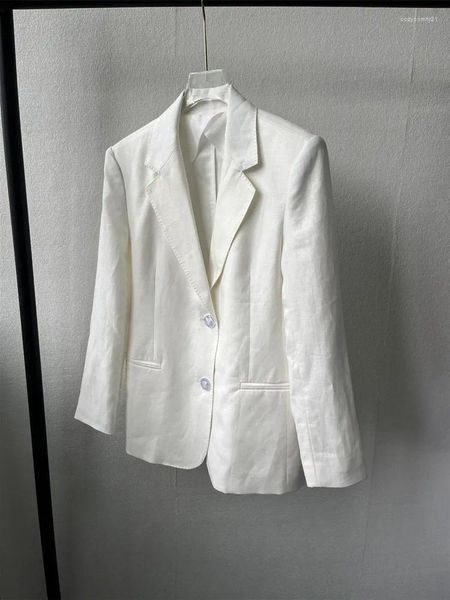 Kadınlar Suits Kadınlar Beyaz İki Düğme Takım Emici Minimalist Keten Sıradan Gevşek Takım Kadın Blazer