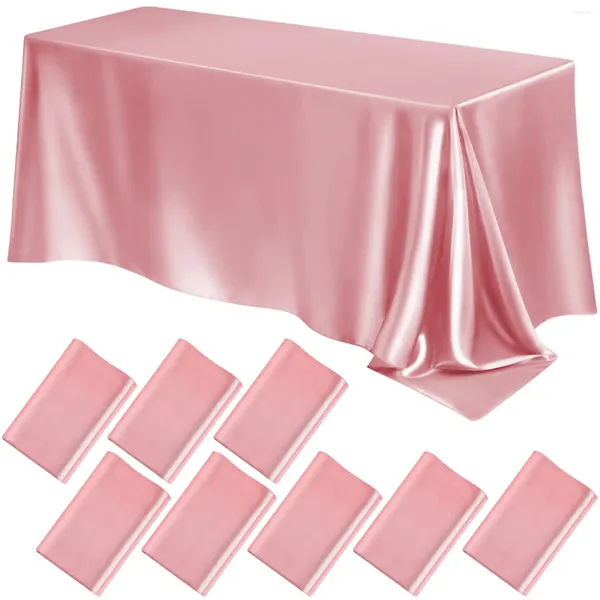 Tale da mesa imitação de ouro rosa de seda cetim de casamento sólido cor retangular de banquete Rable Tonela de mesa de chá