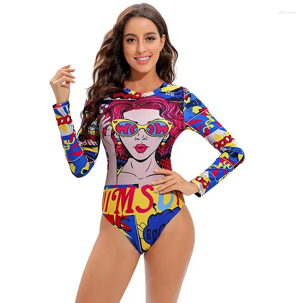 Mulheres de banho feminina Mulheres de manga longa de manga longa Surfwear