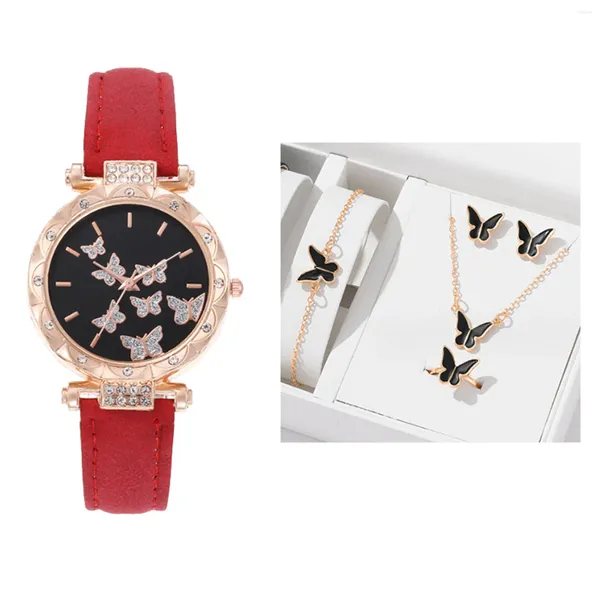 Orologi da polso set di orologi eleganti per donne Design a farfalla Orologi in quarzo Orologi interni o uso quotidiano