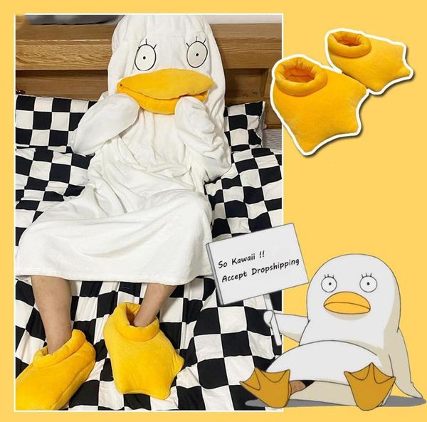 Cartoon de decoração de festa Elizabeth pato pijamas flanela saco de dormir cobertor de roupas de capuz engraçadas Cosplay Cosplay Costu9200048