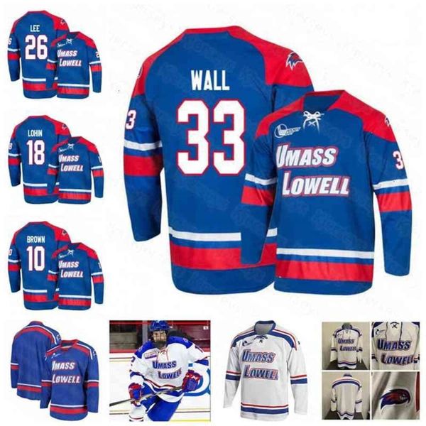 CEOYOUT NCAA UMass Lowell River Hawks Jersey Tyler Wall Chase Blackmun Matthew Brown Andre Leekenny Hausinger Ryan Lohin Josh Holmstrom Hockey