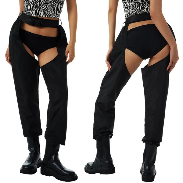 Women Sexy Hollow Out calça solta Faixa de cintura alta Cargo Clubweares Fiftles sem fundo Calças sem fundo