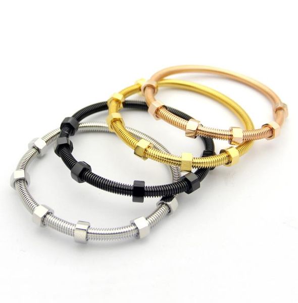 Factory Direct 2019 Ultimo braccialette a vite Bracciale in acciaio in acciaio Ladies Love Braggle Uomini e donne Coppia Gioielli braccialetti Gift7022561