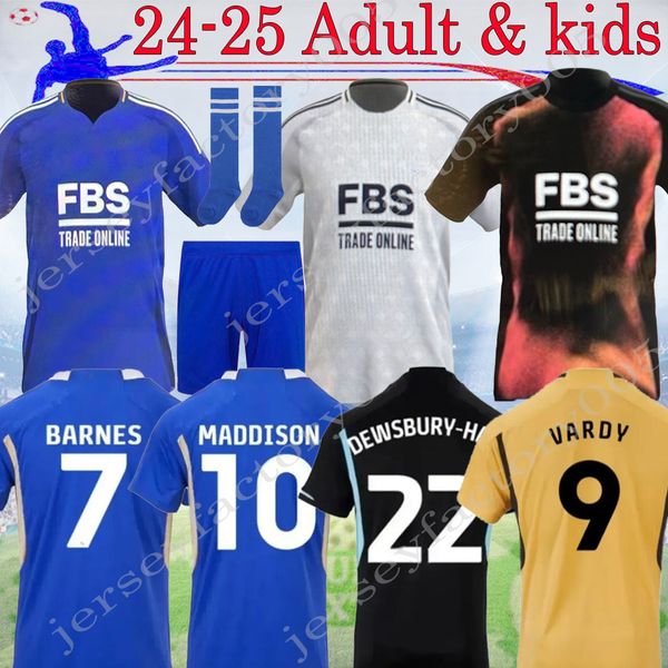 24 25 Leicesters Maglie da calcio Barnes Tielemans a casa via Vardy Maddison Ayoze Ndidi Mendy Daka Iheanacho Lookman 2024 Uniforms Football Kit Kit