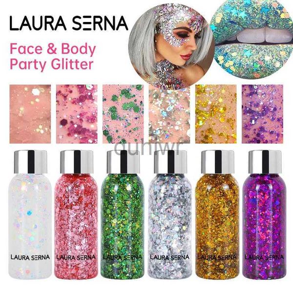 Corpo Glitter Silvery Shishadow Glitter Nail Hair Corpo Face Glitter Gel Art Flash Heart Heart Senchinas Creme decoração Festival Glitter D240503