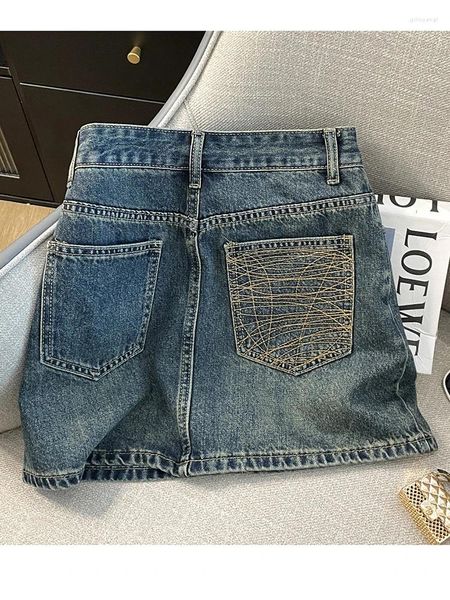 Röcke Vetinee Frauen gestickt gewaschen gelegentlich Bodycon Short Jean Jeans Rock Sexy Mini Abendparty Sommer Teen Girls Girls