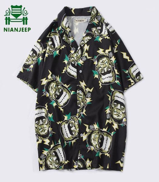 Men039s Shirt stampato di Frankenstein 2020 Casicò casual hawaii camicie di moda oversize uomini da donna hip hop streetwear manica corta t5995349