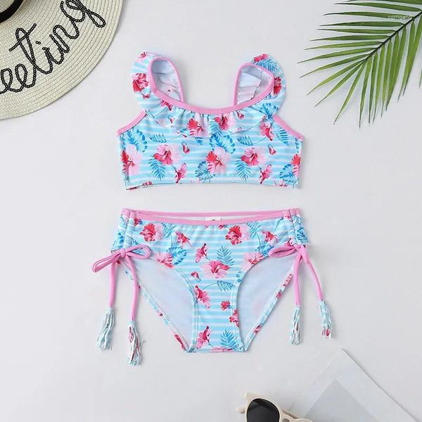 Da bagno femminile femminile stampa bikini baby da bagno costumi da bagno per bambini due pezzi set da spiaggia ragazze bibichini abita