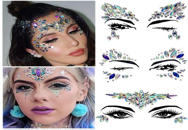 3D Crystal Tattoo Eye Gems Adesivi del Crystal Face Body Jewels Festival Party Glitter Adesivi per gli occhi tatuaggi Tatuaggi Fancy Beauty Tool Tool9024521