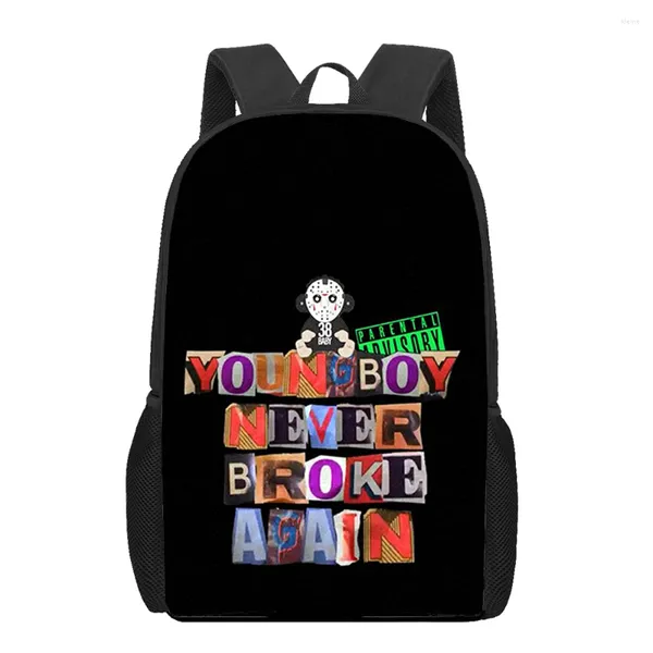 Rucksack Youngboy nie wieder gebrochen 3D -Druck -Rucksäcke für Mädchen Jungen Kinder Schultaschen Orthopedic Kids Book Bag Knapsack