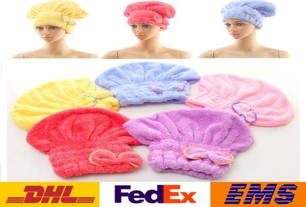 DHL душевые шапки женщин Микрофибрь Magic Bownot Sumps Caps Dush Dry Drying Turbon Wrater Hate Cap Quick Dryer Dryer Bath 2528 см 4003797