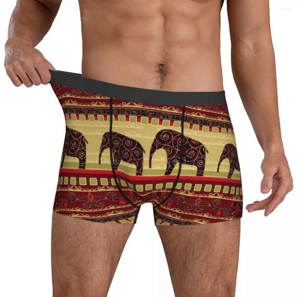 MUITOPANTES Vintage Elephant Rouphe African Print Art Sublimation Boxer Shorts Man calcinha Classic Brief Presente