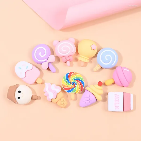 Figurine decorative 11pcs/Lot Lollipop Earring Chanms Cinecineam Candy Candy Resina Cabochon Gioielli a ciondolo a ciondolo Flatback Girl fatto in casa