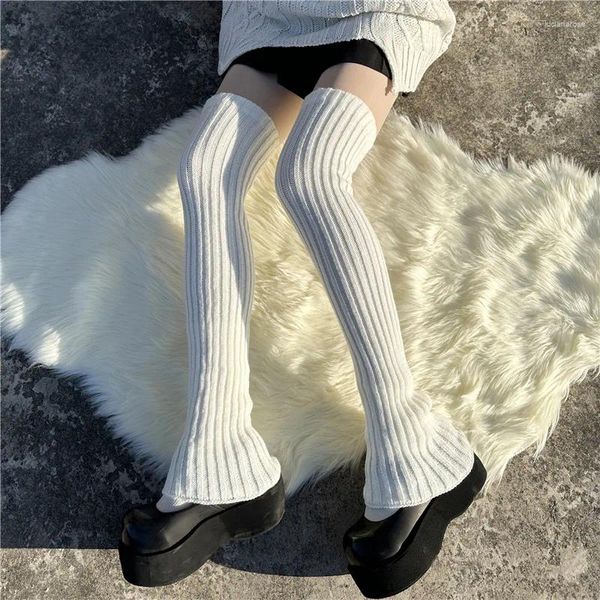 Женщины носки осень и зимняя загущенность Расширенные вязаные тепления на колене чулки свободно