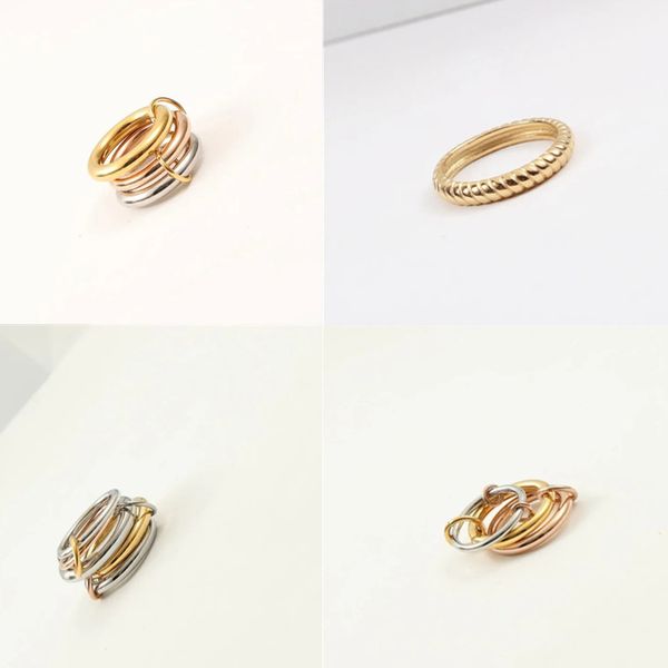 Sendi di vendita hot Senior Designer Halley Gemini Band Rings Spinelli Kilcollin Nuove gioielli vento industriali di lusso Gold 925 Sterling Sterling Multiple Ring Mother Day Gift