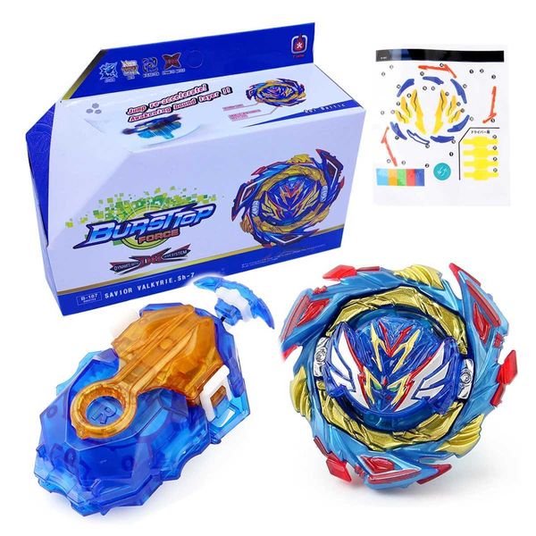 4D Beyblades Bey Burst B-187 Kurtarıcı Valkyrie ve LR String Launcher Seti Dönen Üst Gyroskop Oyuncak Q240430