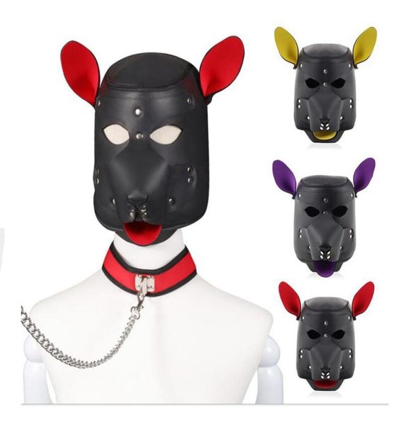 Puppy Play Dog Hood Máscara de escravidão Restrinho de peito Strap Jogos para adultos escravos FUP ROPEL TRMOJOME