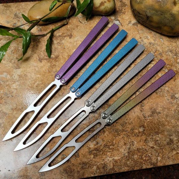 TheOne Serif Butterfly Trainer Trainer Channel Tc4 Titanium Hande D2 D2 System System Jilt Free-Swinging EDC Tool Knives Gift