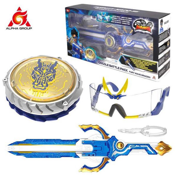 4d Beyblades Infinity Nado 6 Goggle Battle Pack 39cm Advanced Sword Launcher Angry Wave Dragon - Radiant Metall Drehen Sie für Kinder Q240430