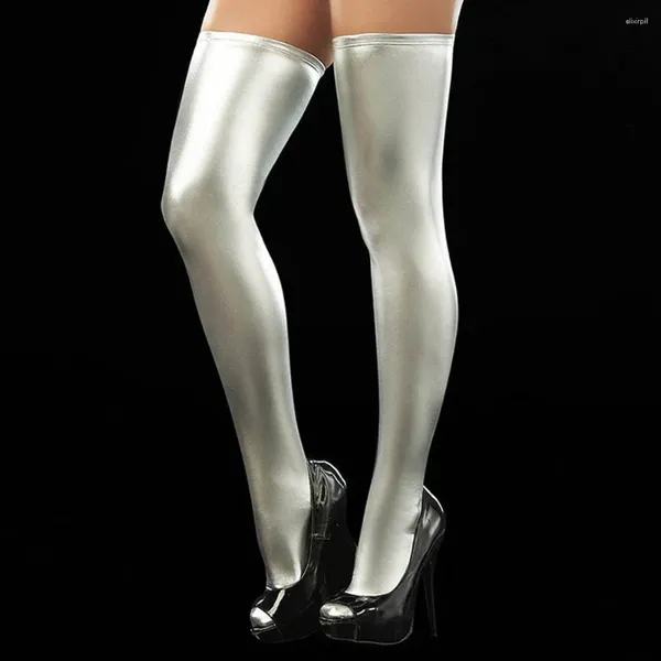 Donne calzini sexy da donna bagnato da pis callina calze leggings solido color riccia alta da festa di clubbtina di club di stock a lungo